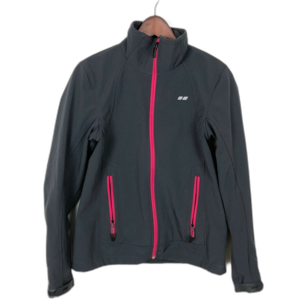 Koppen Gray Soft Shell Pink Zipper Jacket Women's Size Small